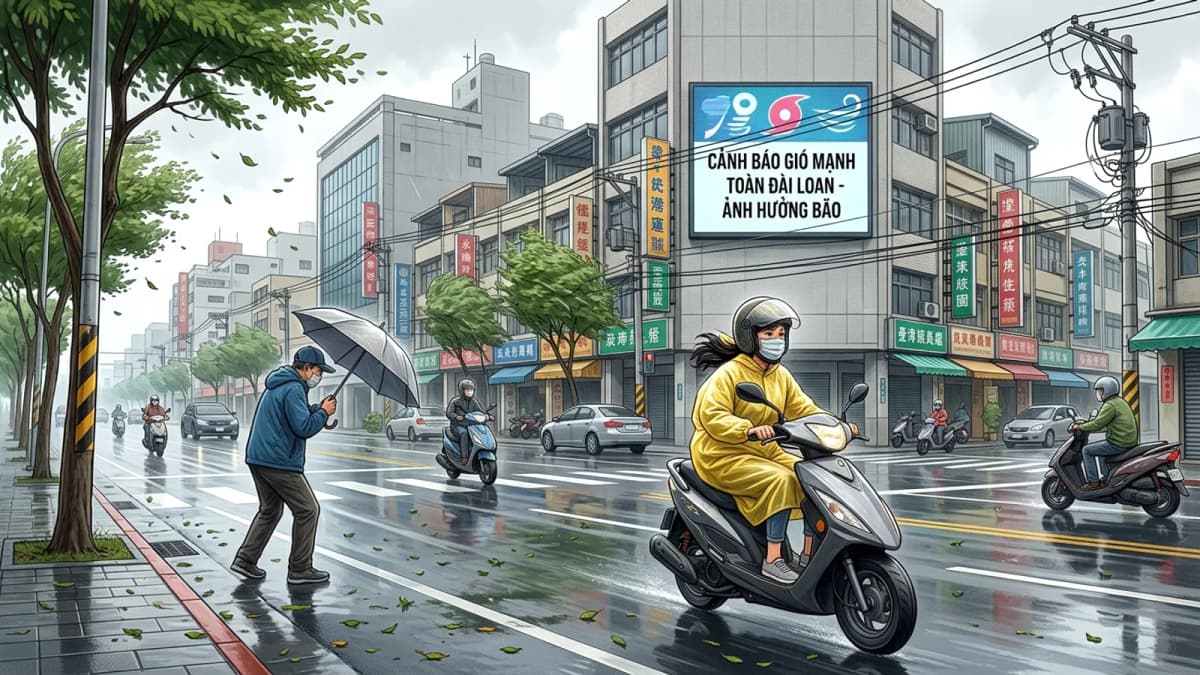 Đài Loan phát cảnh báo gió mạnh trên toàn quốc do ảnh hưởng bão