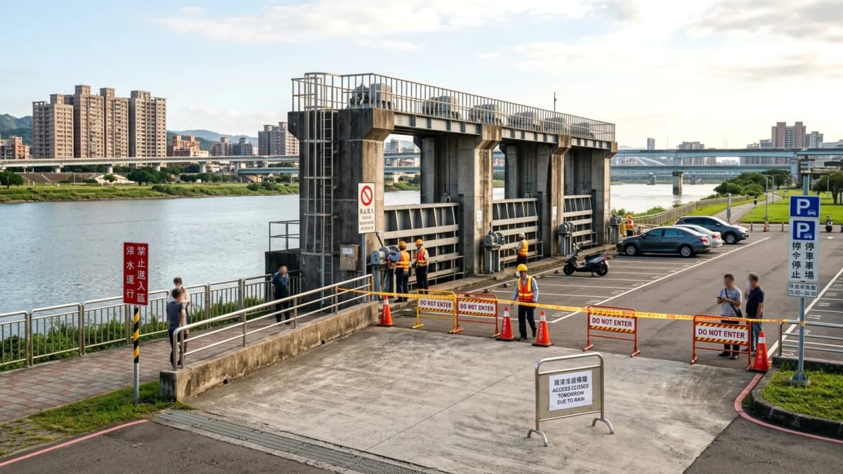 New Taipei: Các cửa xả lũ và bãi đỗ xe ven sông sẽ đóng cửa từ ngày mai