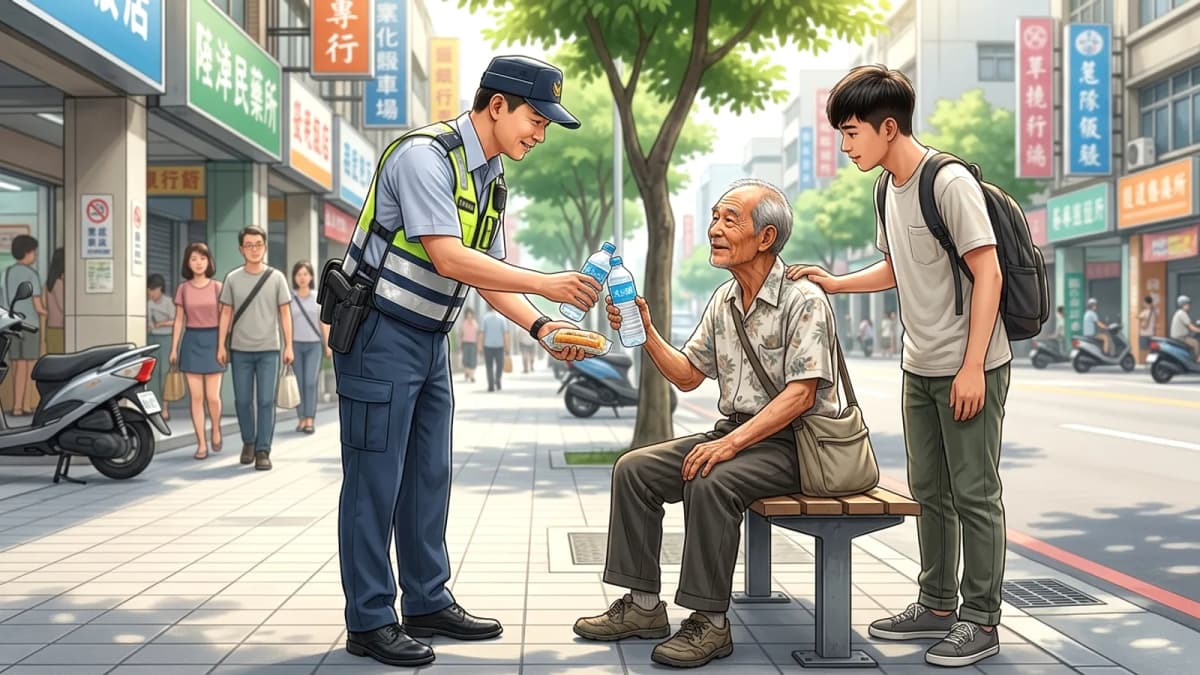 Taichung: Cụ ông 69 tuổi đi lạc 29km dưới nắng nóng, nhận được sự giúp đỡ ấm áp